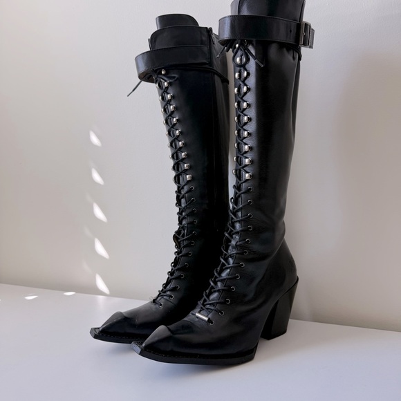 John Fluevog Swordfish HI Abstract Candy Tall Swordfish Boots - Picture 2 of 13